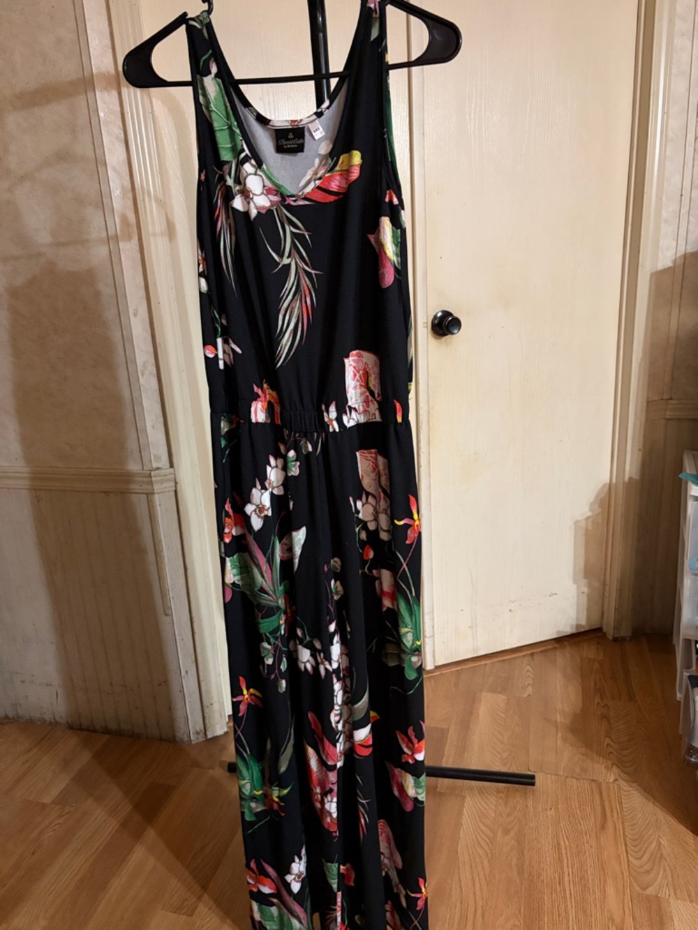 BumbleBella by Jill Martin Tropical Floral Wide Leg Jumpsuit XXS Black